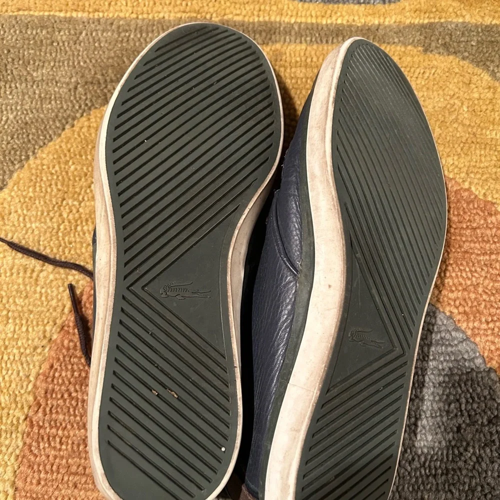 Lacoste Servin 8 Navy Blue Leather Boat Shoes Casual Loafers Men’s Size 9.5